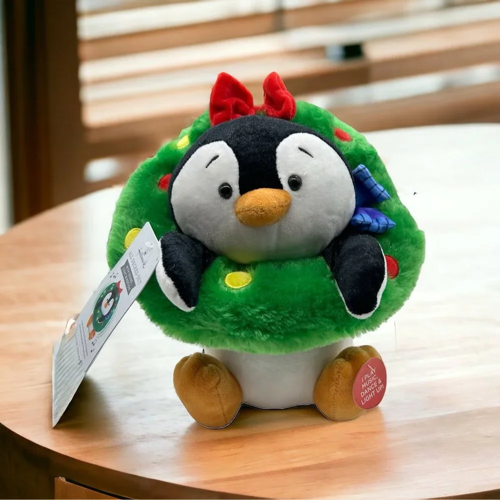 Hallmark Playful Penguins All Decked Out  Animated Musical Light Plush Stuffed T